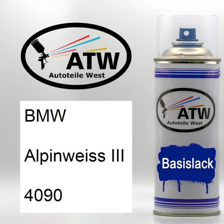 BMW, Alpinweiss III, 4090: 400ml Sprühdose, von ATW Autoteile West.